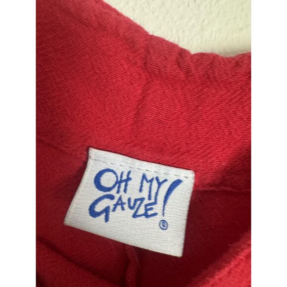 Oh My Gauze Dress Womens Large Red Maxi Sleeveless Pockets Cotton Summer Boho - Picture 5 of 14